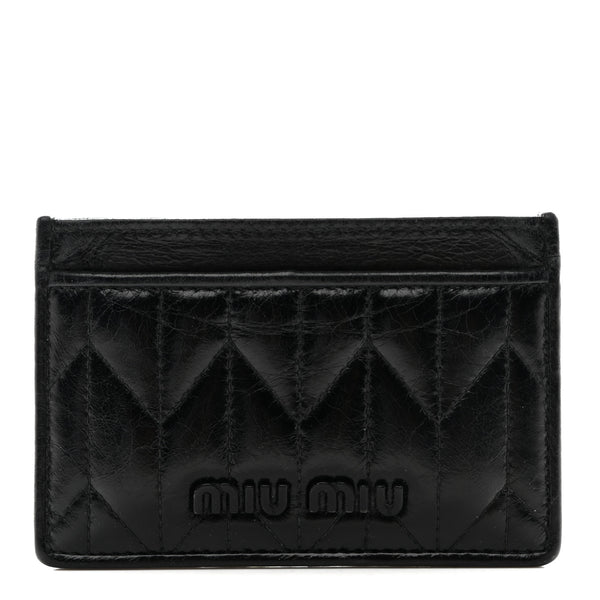 Miu Miu Vitello Shine Trapu Card Holder Black 1825588 – FASHIONPHILE