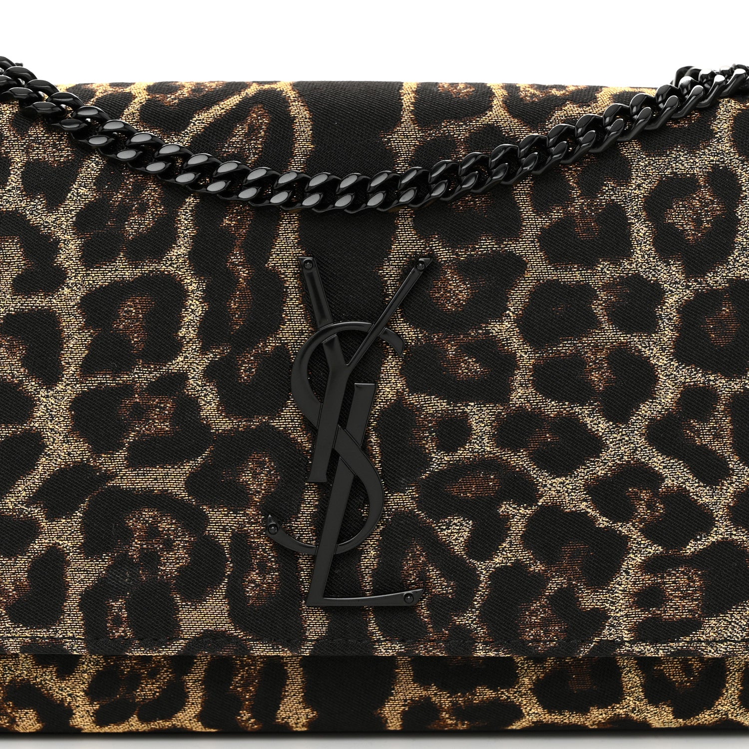 Saint Laurent Jacquard Leopard Small Monogram Kate Satchel Oro Natural 9 of 11
