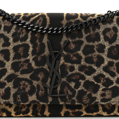 Saint Laurent Jacquard Leopard Small Monogram Kate Satchel Oro Natural 9 of 11