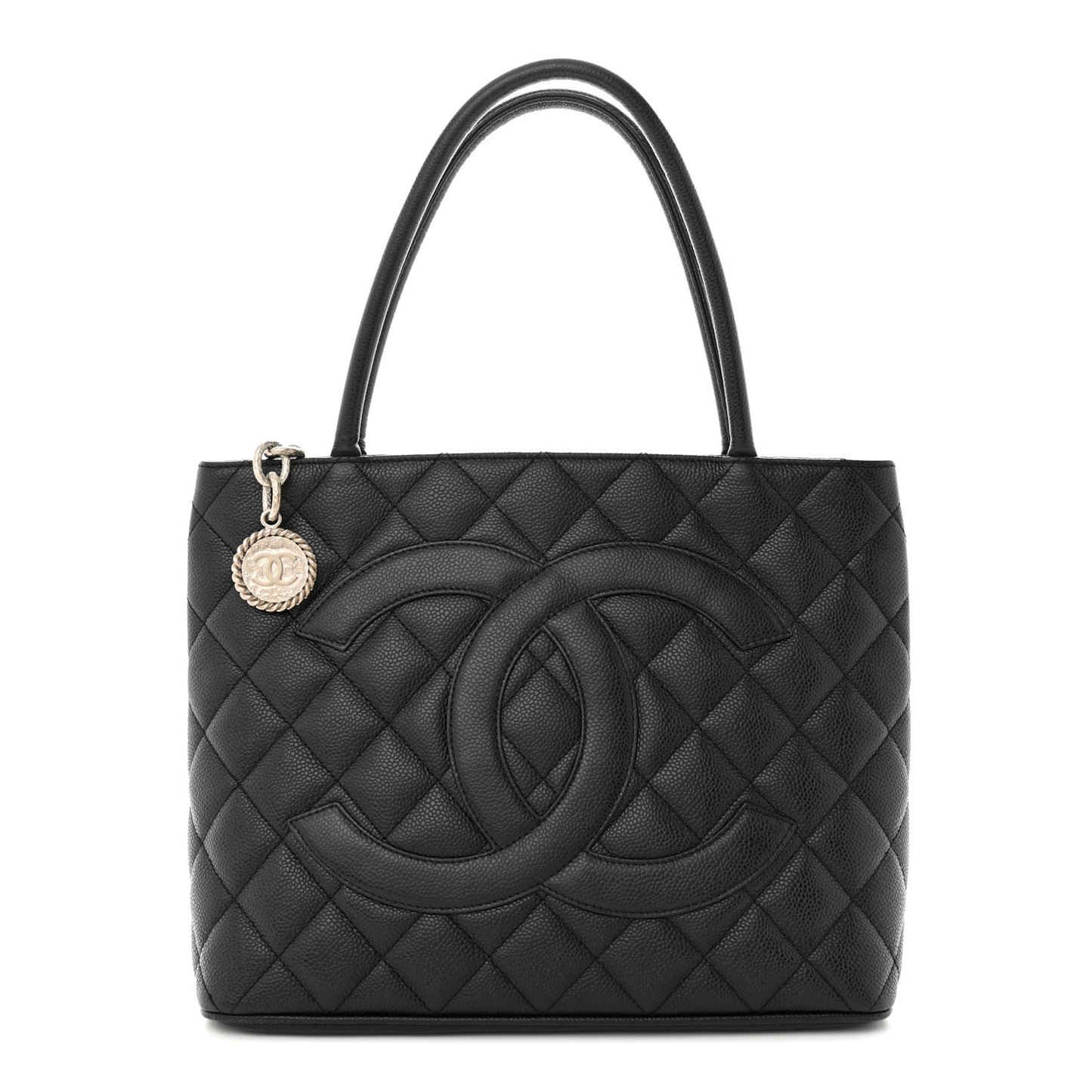 Caviar Quilted Medallion Tote Black