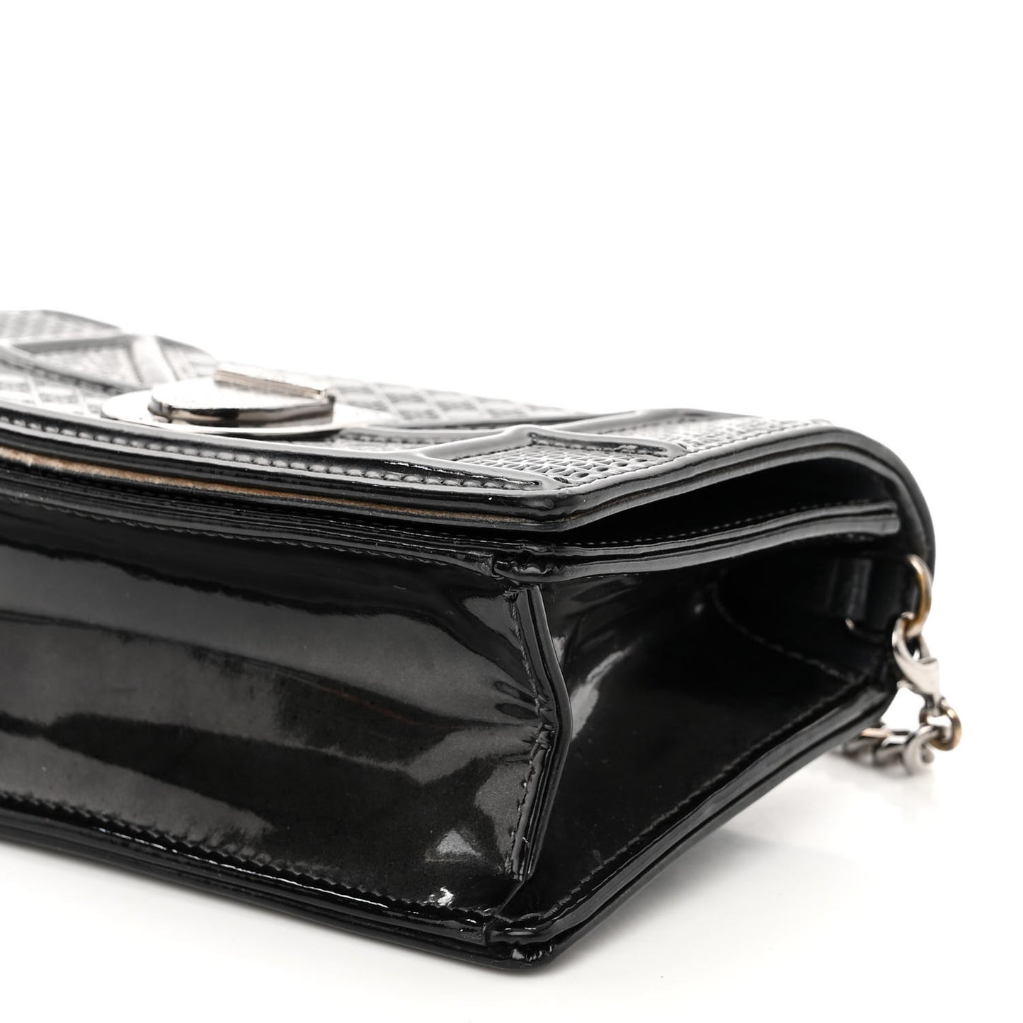 Patent Micro-Cannage Baby Diorama Flap Bag Black