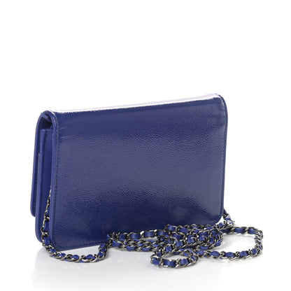 Chanel Patent Caviar Timeless CC Wallet on Chain WOC Blue 3 of 11