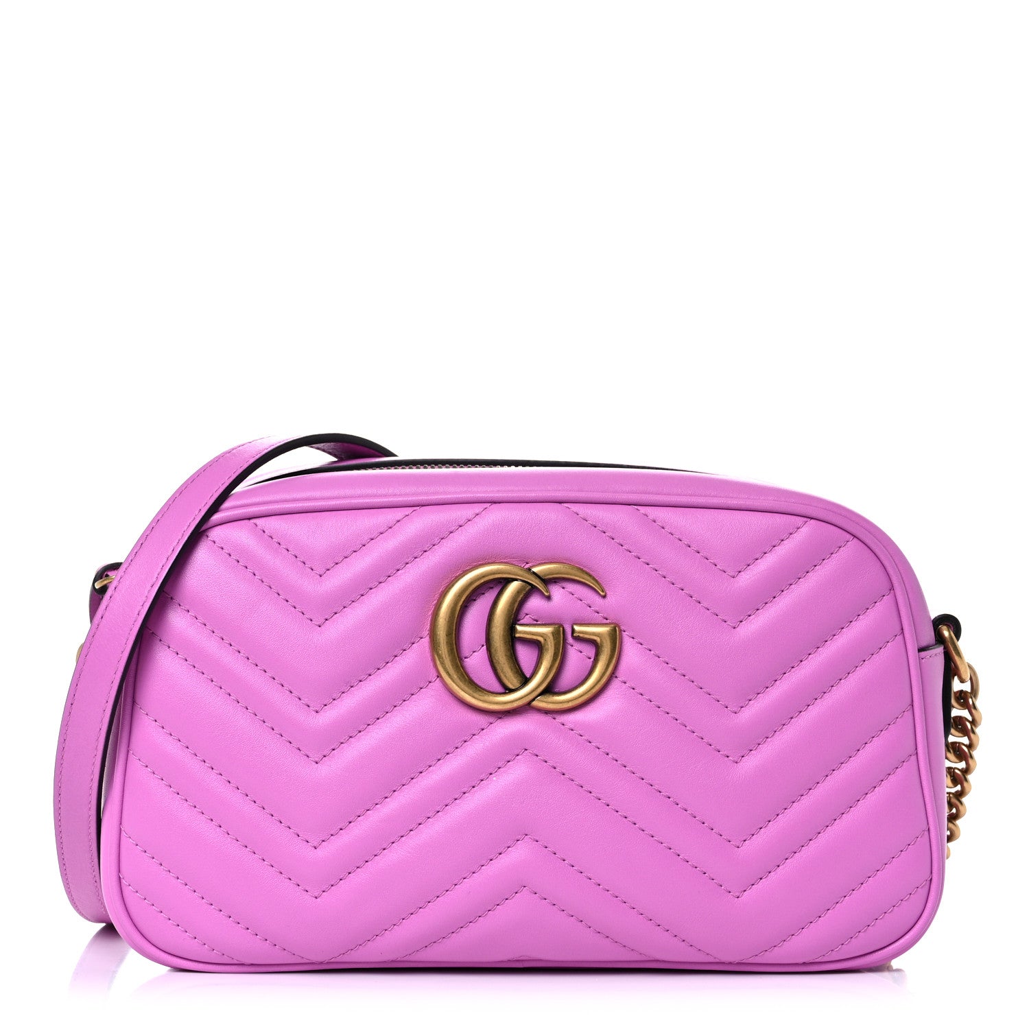 Gucci Calfskin Matelasse Small GG Marmont Chain Shoulder Bag Candy Mousse 1 of 12