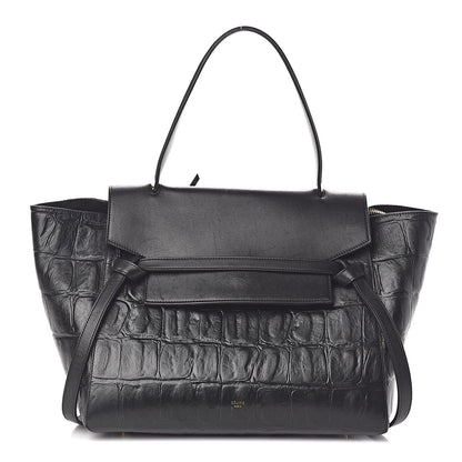 Celine Calfskin Crocodile Embossed Small Belt Bag Black 1 of 7