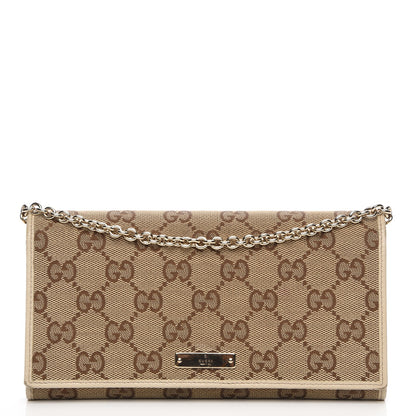 Gucci Monogram Metal Bar Chain Wallet Beige 1 of 8