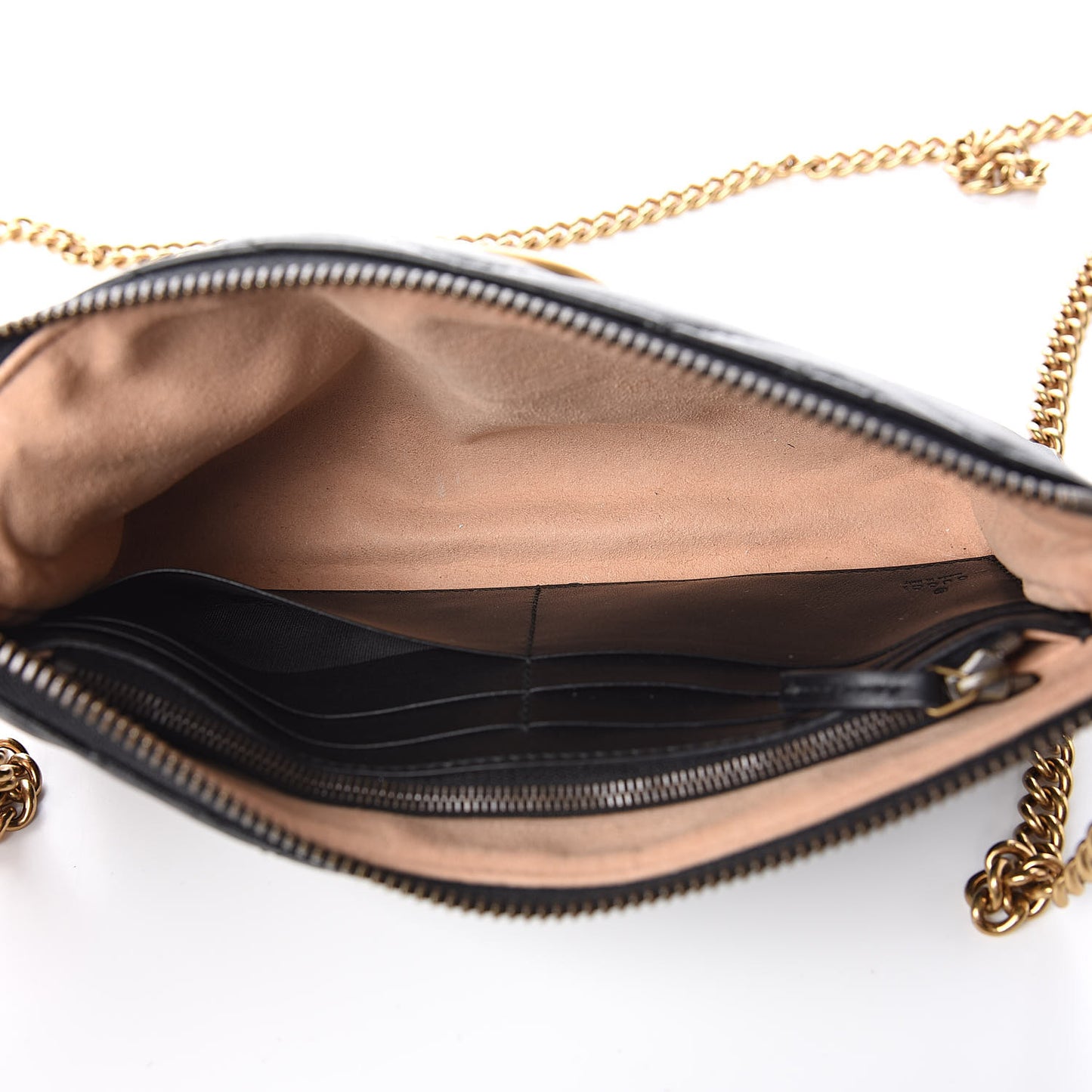 Calfskin Matelasse Mini GG Marmont Chain Bag Black