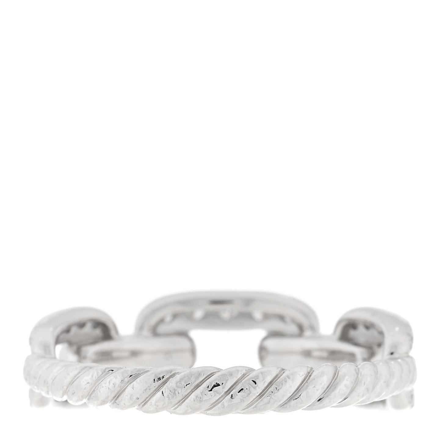 18K White Gold Diamond 7mm Stax Chain Link Pave Ring 54 7
