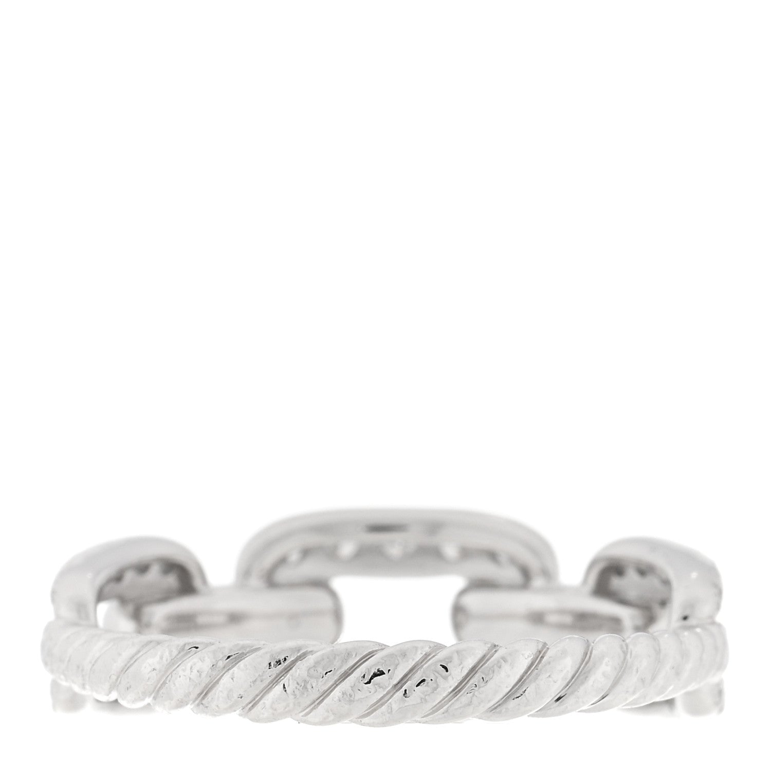 David Yurman 18K White Gold Diamond 7mm Stax Chain Link Pave Ring 54 7 3 of 3