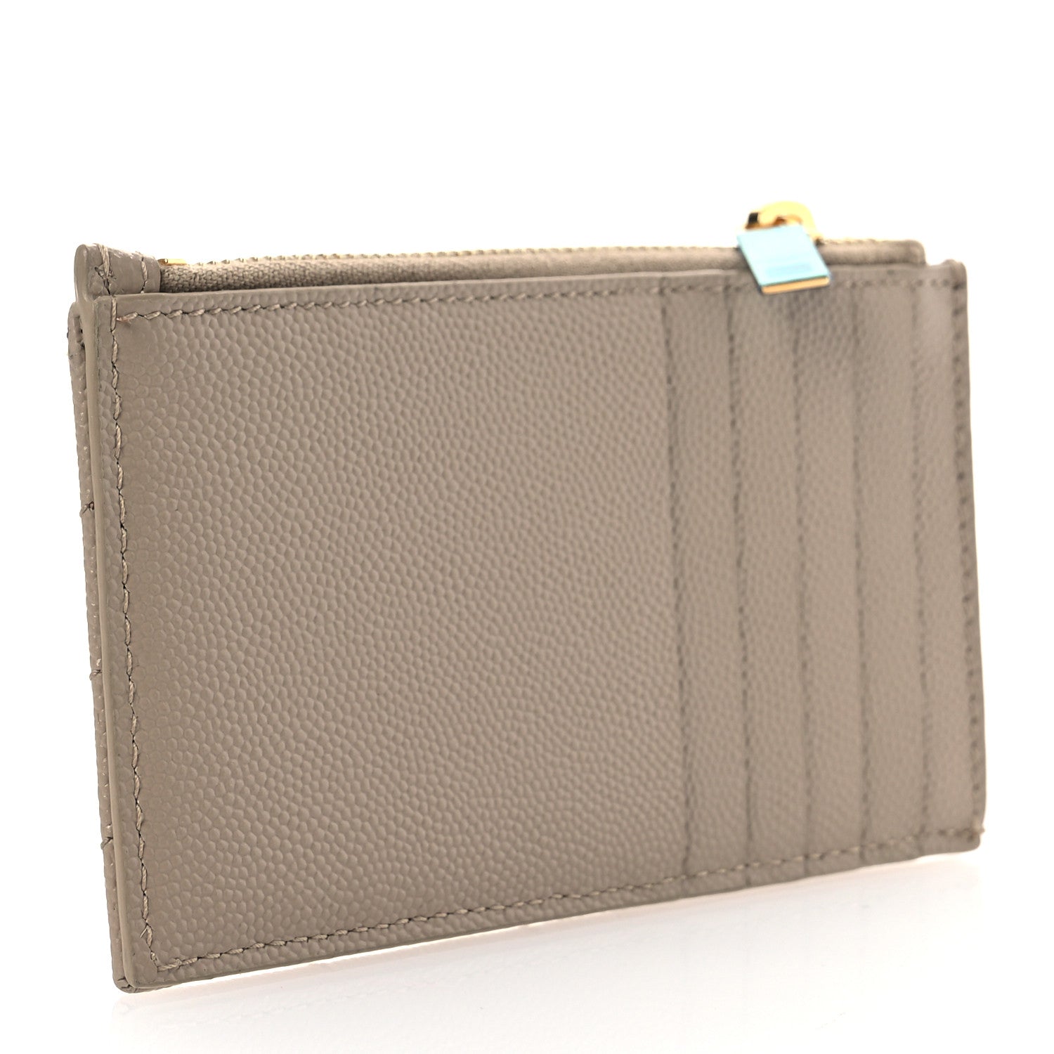 Saint Laurent Monogram Grain de Poudre 5 Fragments Zip Pouch Card Holder Dark Beige 3 of 9