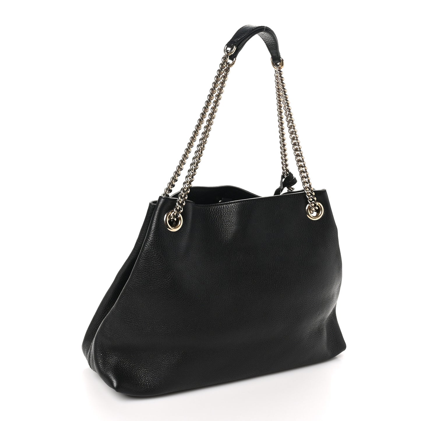 Pebbled Calfskin Medium Soho Chain Shoulder Bag Black