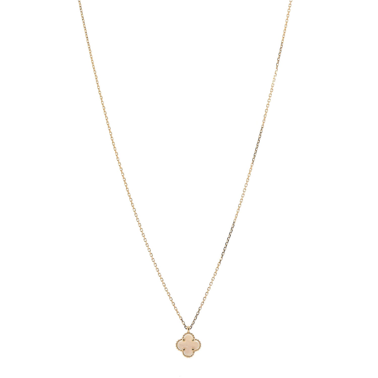 Van Cleef & Arpels 18K Yellow Gold Mother of Pearl Sweet Alhambra Pendant Necklace 1 of 7