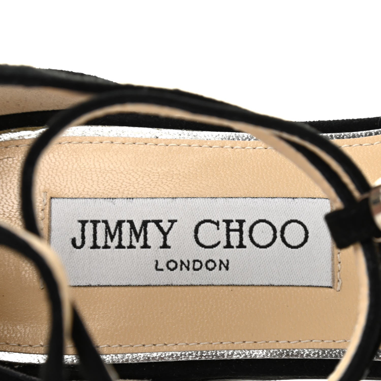 Jimmy Choo Suede Crystal Averie T-Strap Flat Sandals 38 Black 6 of 7