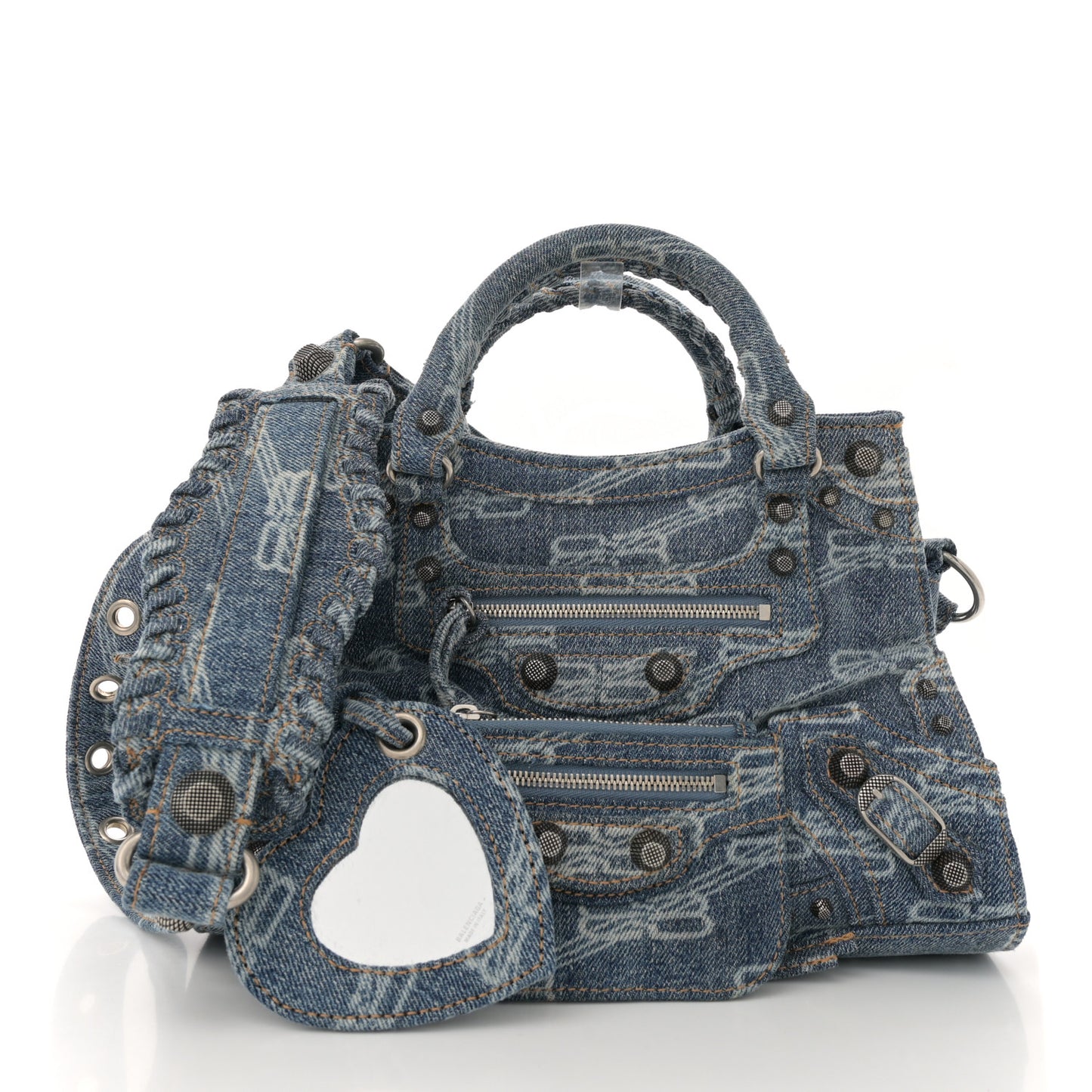 Denim BB Monogram Neo Cagole Handbag XS Blue