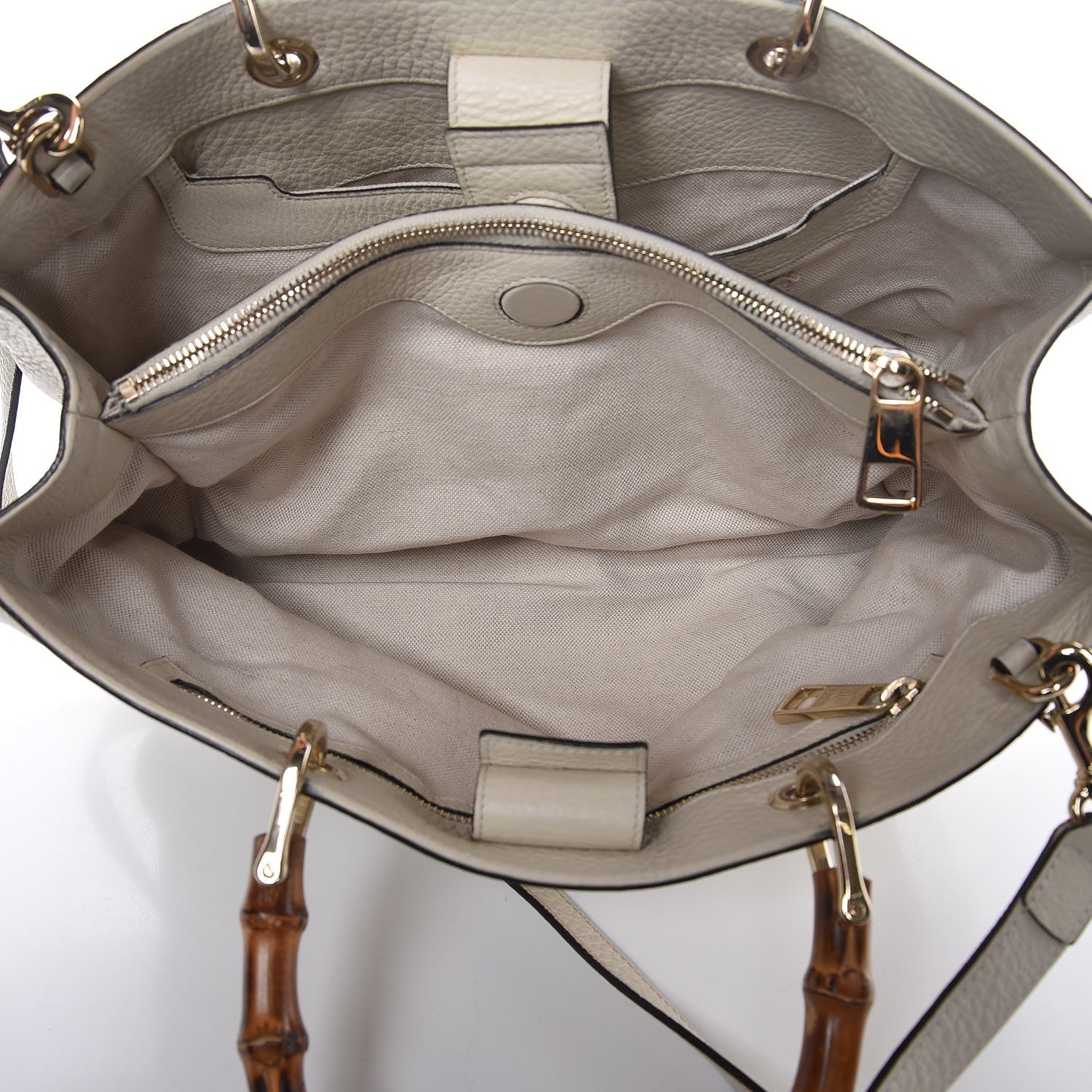 Gucci Pebbled Calfskin Medium Bamboo Shopper Tote Off White 8 of 10