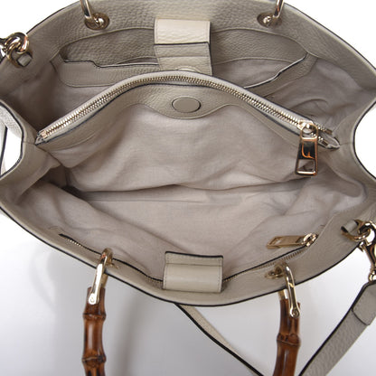 Gucci Pebbled Calfskin Medium Bamboo Shopper Tote Off White 8 of 10