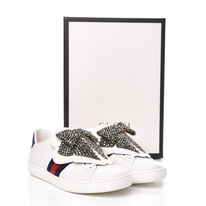 Gucci Calfskin Ayers Web Womens Ace Bow Lace Sneakers 36 White 11 of 11