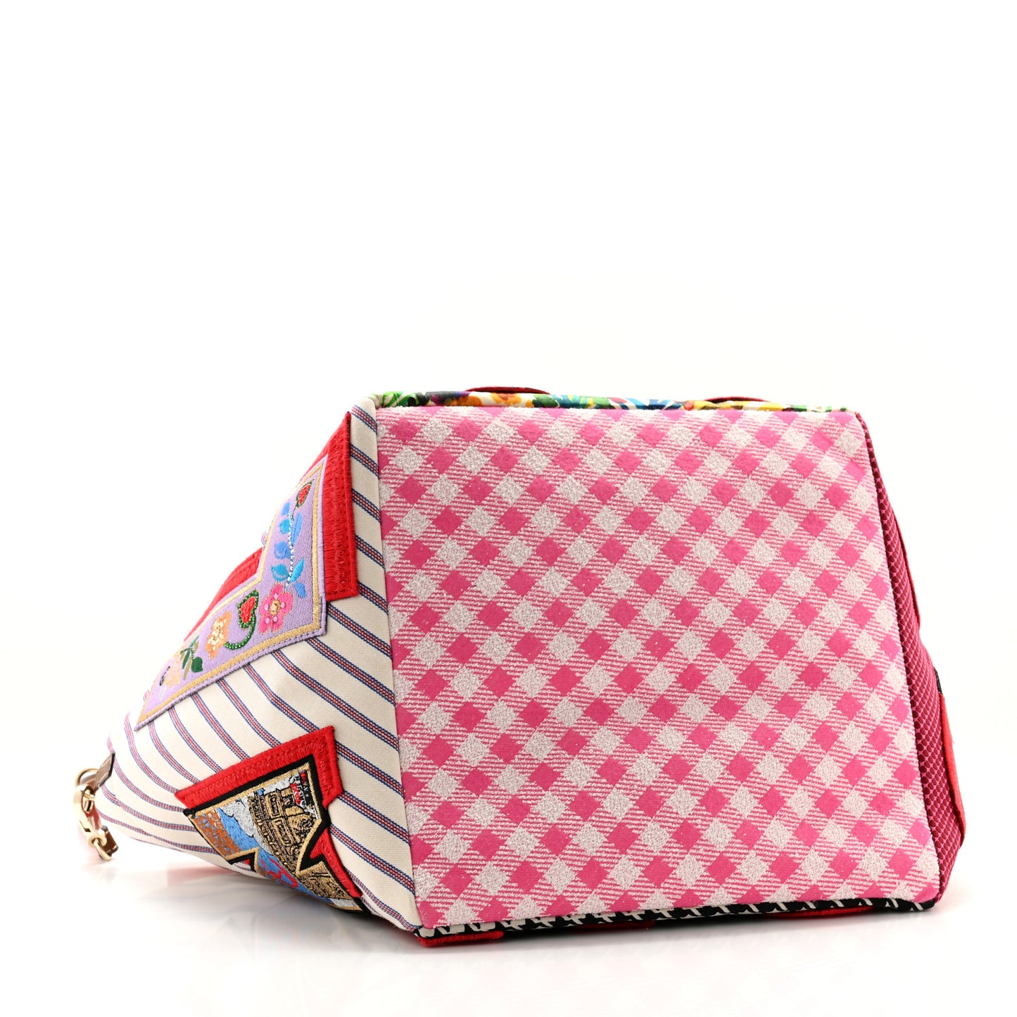 Canvas Embroidered Calfskin Caracaba Tote Multicolor