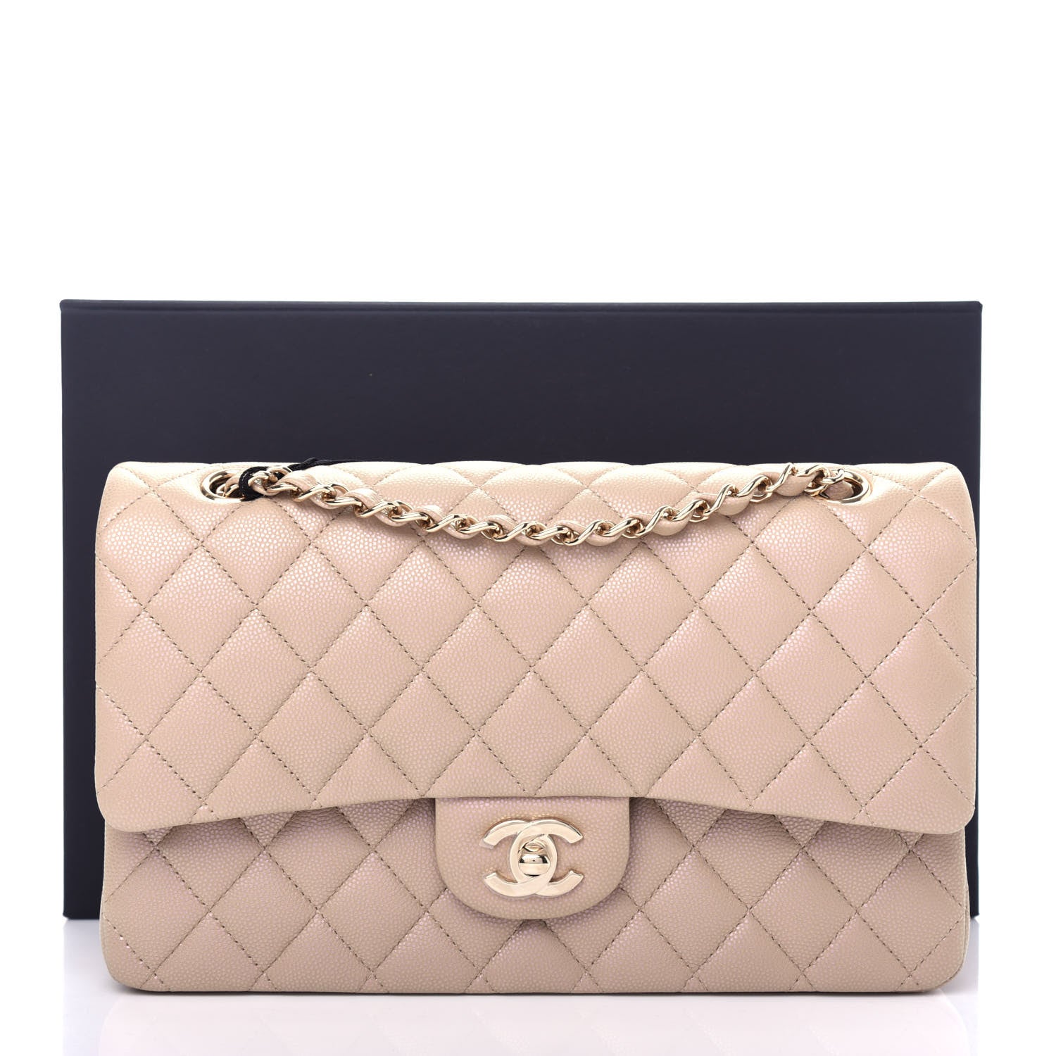 Chanel Iridescent Caviar Quilted Medium Double Flap Dark Beige 11 of 11