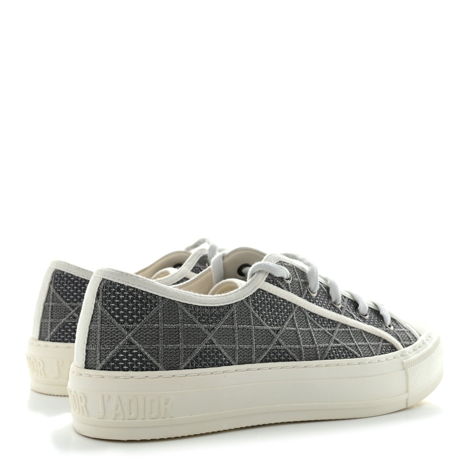 Christian Dior Laminated Canvas Cannage Embroidered Womens Walk'N'Dior Low Top Sneakers 37 Metal Grey 4 of 9