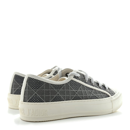 Christian Dior Laminated Canvas Cannage Embroidered Womens Walk'N'Dior Low Top Sneakers 37 Metal Grey 4 of 9