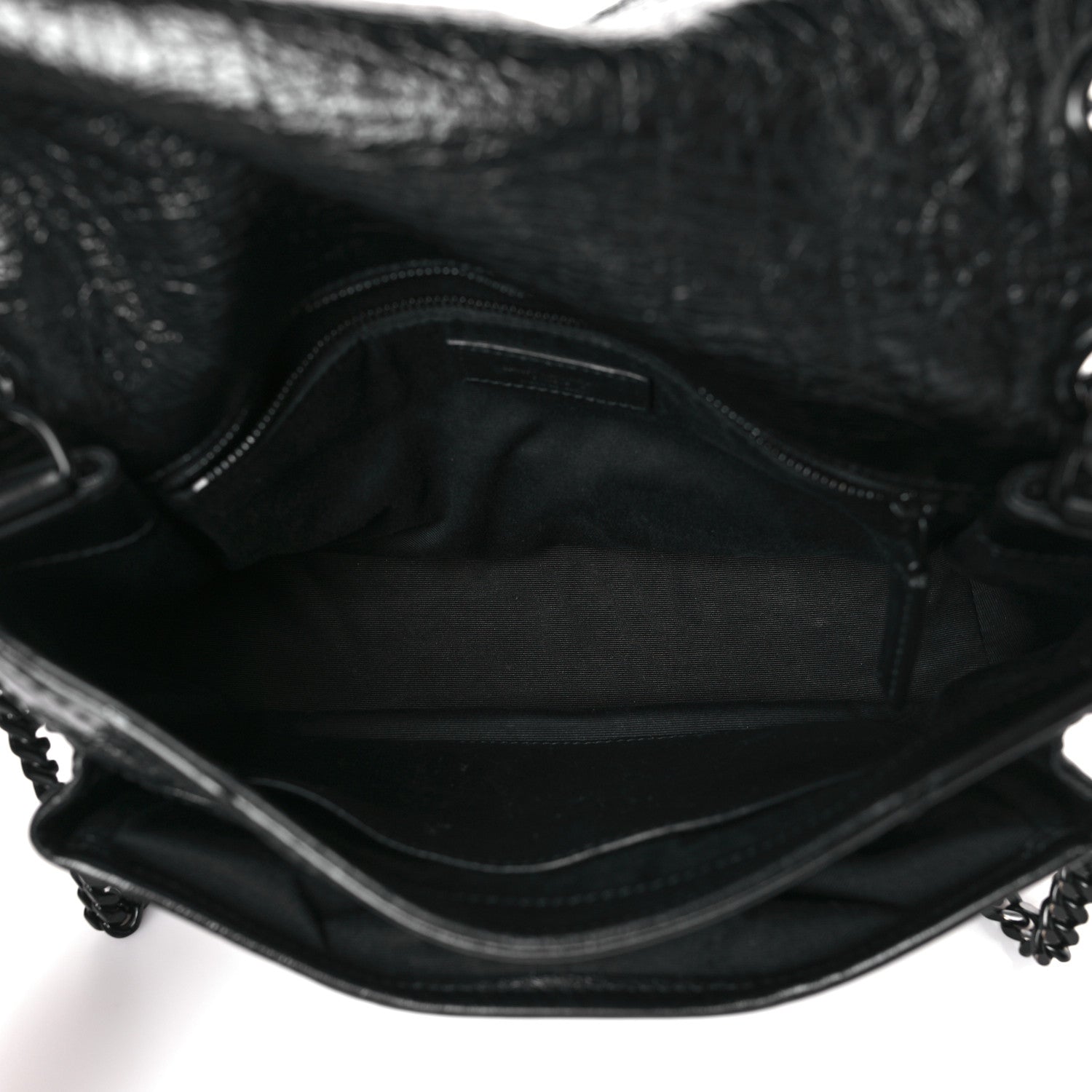 Saint Laurent Crinkled Calfskin Matelasse Monogram Medium Niki Chain Satchel Black 5 of 9