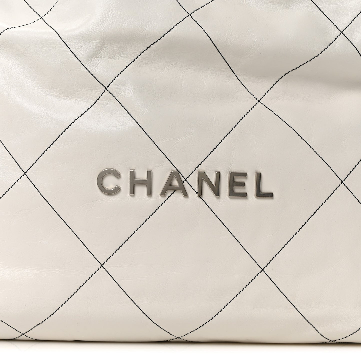 Shiny Calfskin Quilted Chanel 22 White Black