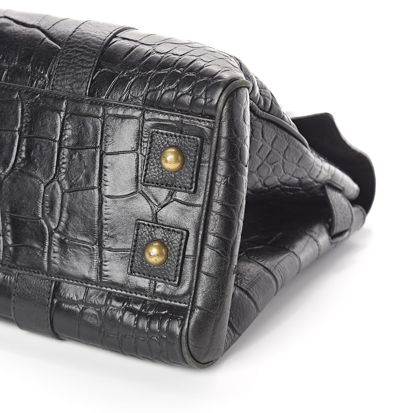 Calfskin Crocodile Embossed Bayswater Black