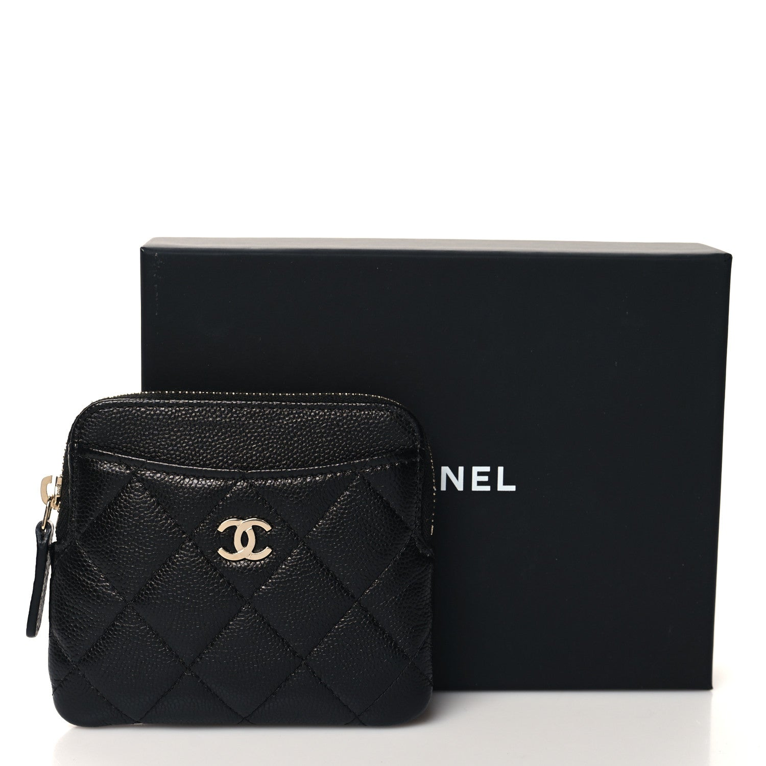 Chanel Caviar Quilted Zip Card Holder Wallet Black 8 of 8