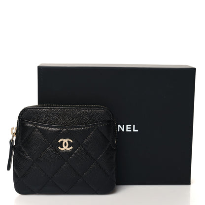 Chanel Caviar Quilted Zip Card Holder Wallet Black 8 of 8