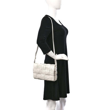 Bottega Veneta Calfskin Intreccio Plisse Cassette Crossbody Bag White 3 of 9