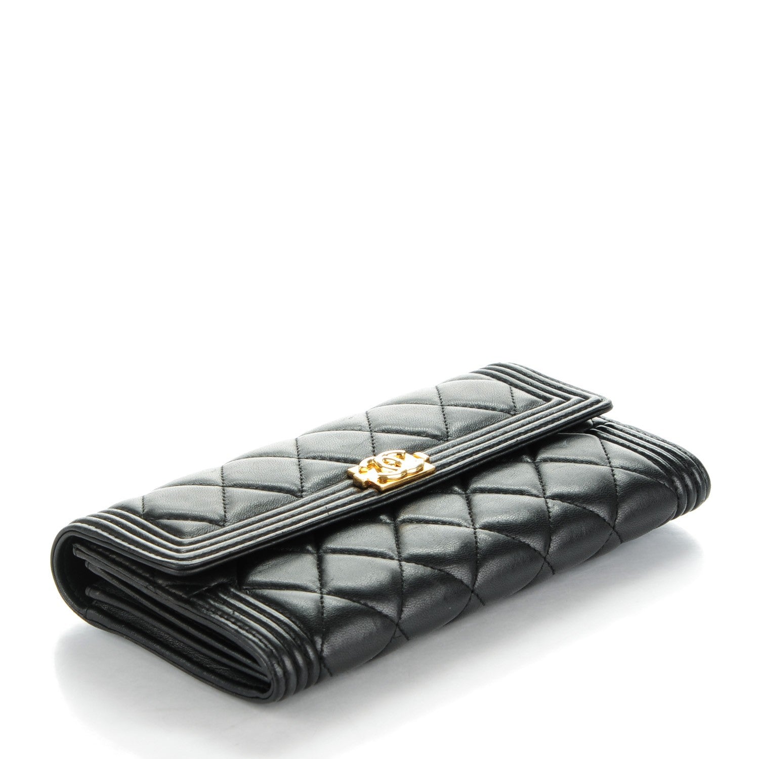 Chanel Lambskin Quilted Boy Flap Wallet Black 4 of 8
