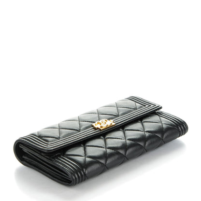 Chanel Lambskin Quilted Boy Flap Wallet Black 4 of 8