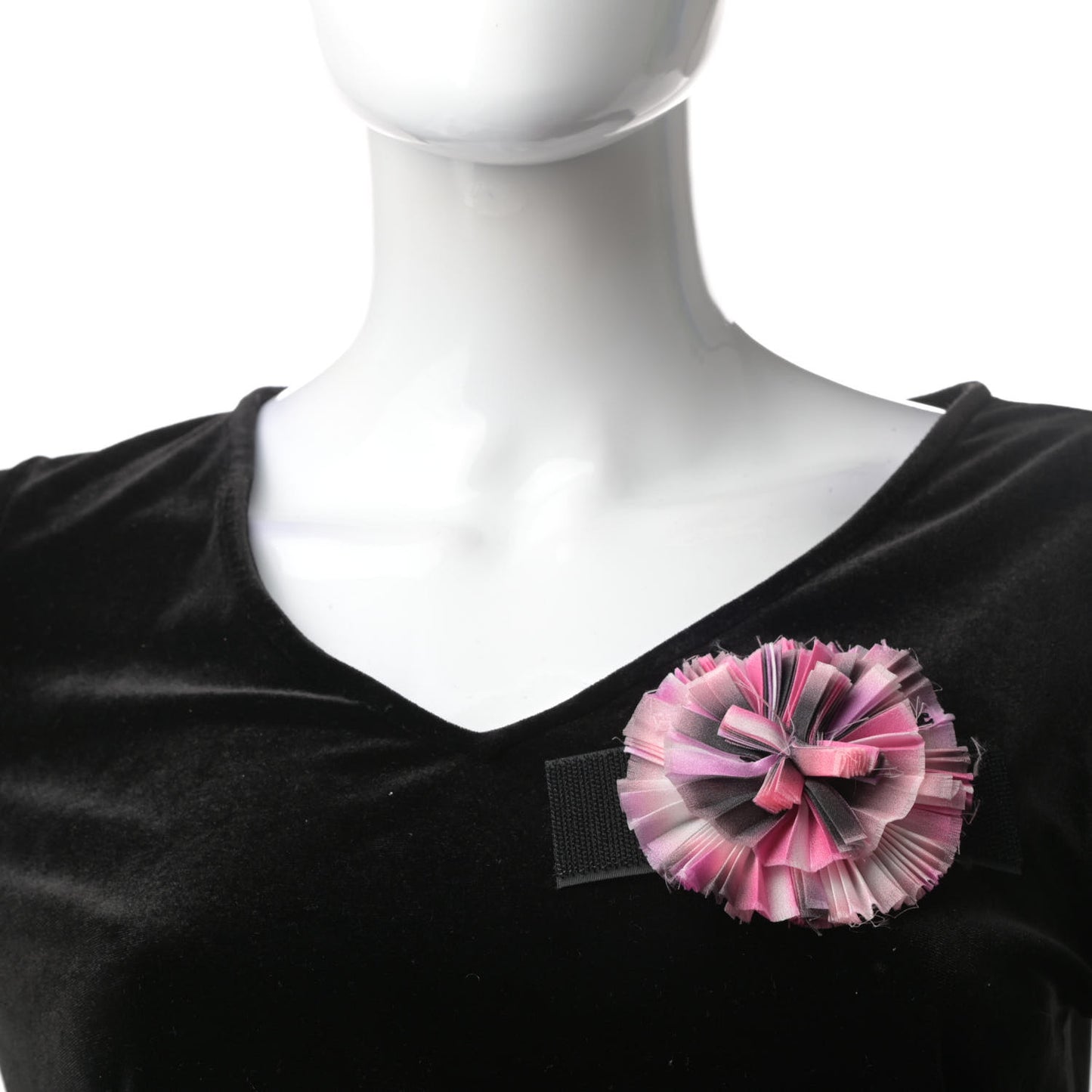Silk Taffeta Camellia Brooch Pin Pink Black