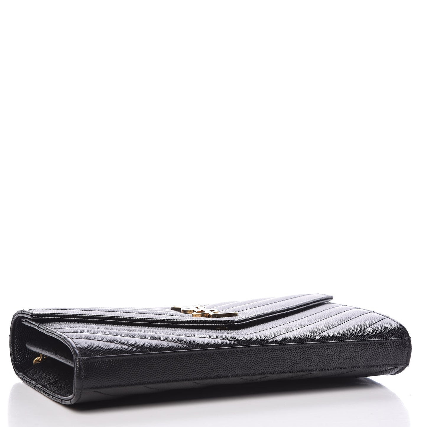 Grain De Poudre Matelasse Chevron Monogram Chain Wallet Black