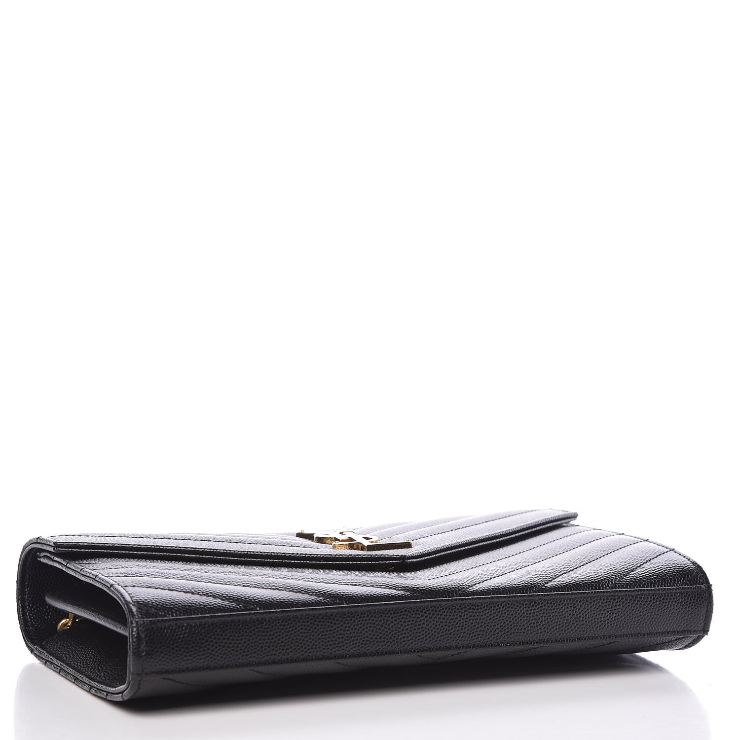Saint Laurent Grain De Poudre Matelasse Chevron Monogram Chain Wallet Black 4 of 10