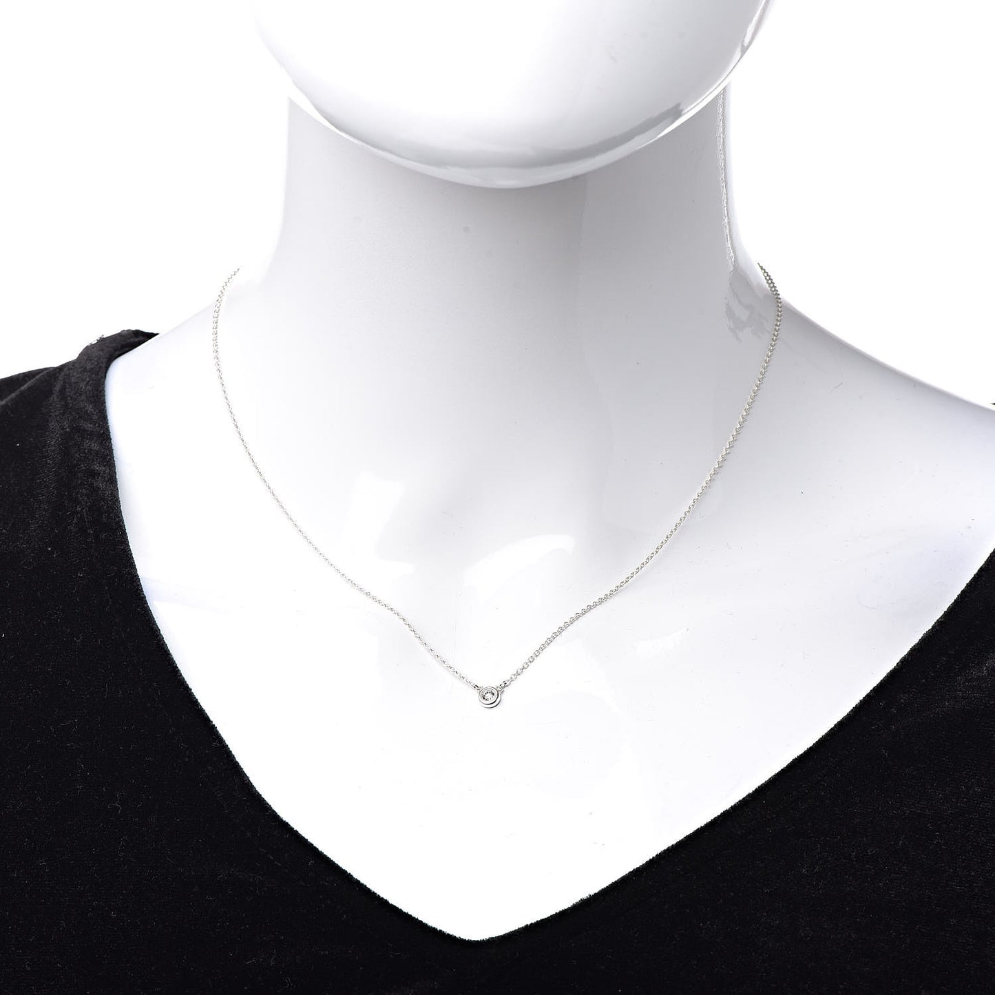 Sterling Silver Diamond .05ct Elsa Peretti Diamonds by the Yard Pendant Necklace