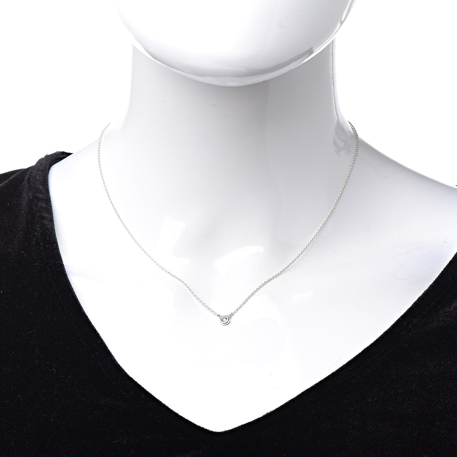 Tiffany Sterling Silver Diamond .05ct Elsa Peretti Diamonds by the Yard Pendant Necklace 2 of 9