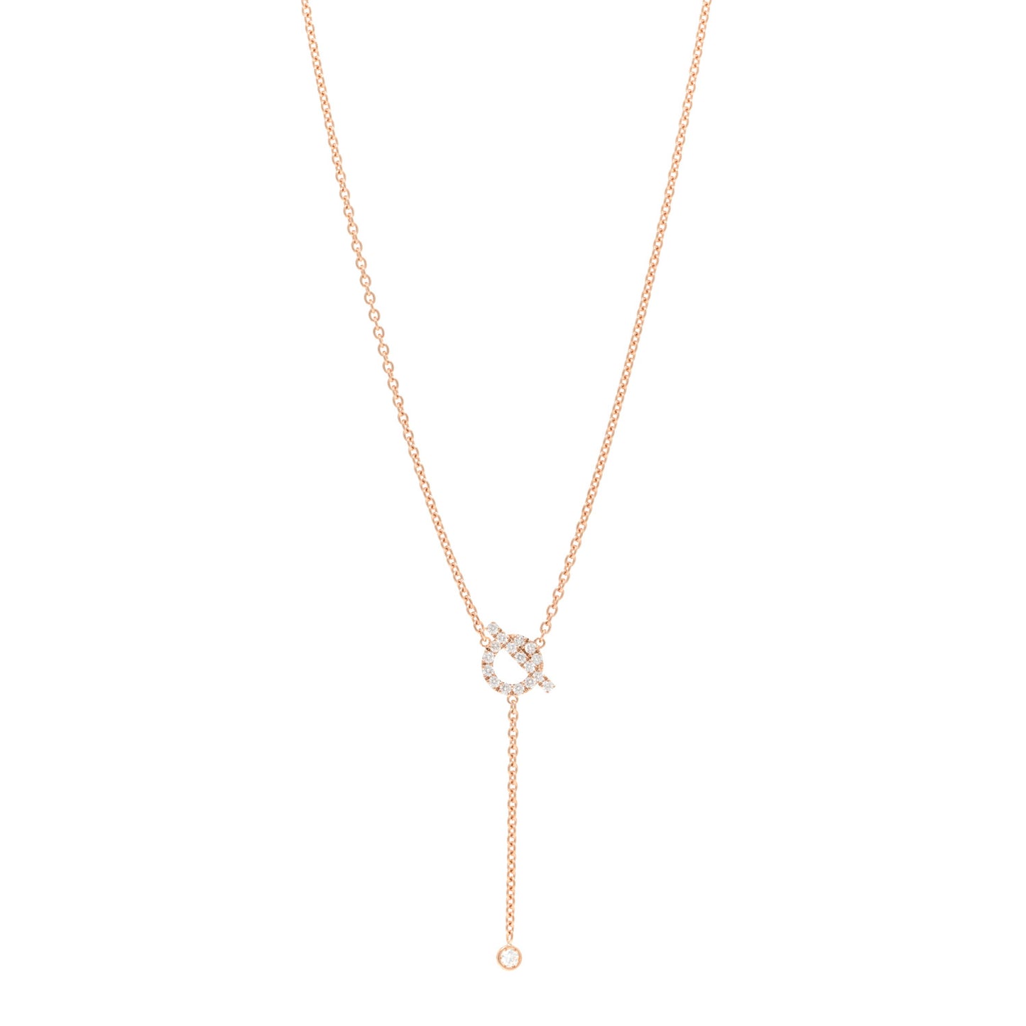 18K Rose Gold Diamond Finesse Lariat Necklace