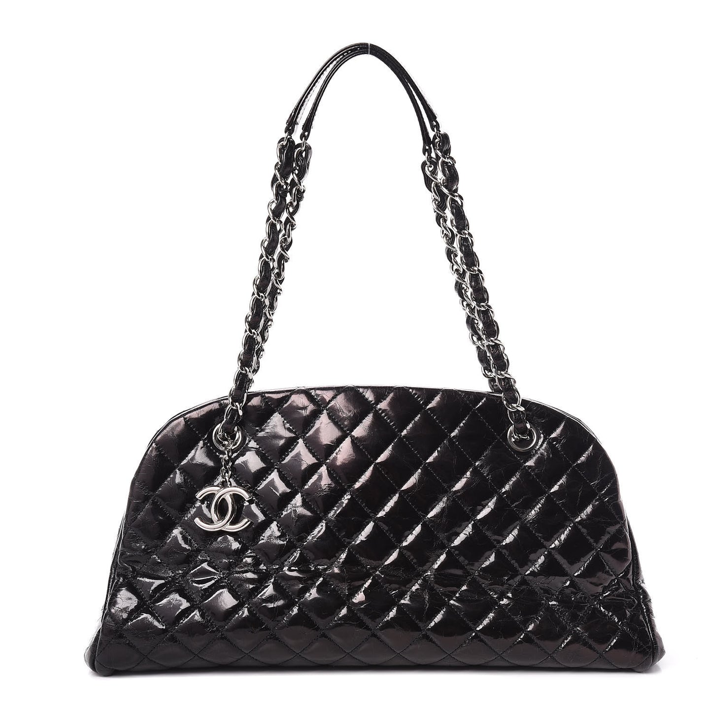 Glazed Calfskin Quilted Medium Just Mademoiselle Black