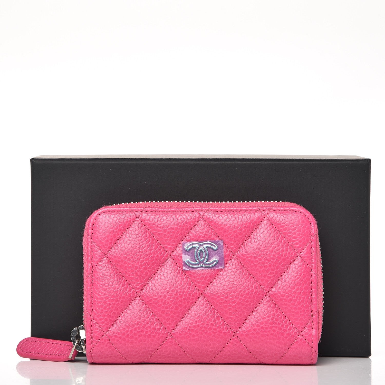 Chanel Caviar Quilted Zip Coin Purse Pink 8 of 8
