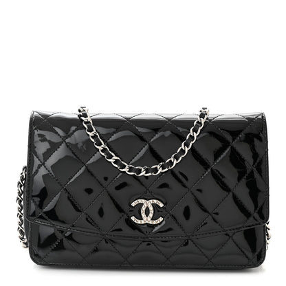 Chanel Patent Quilted Brilliant Wallet On Chain WOC Black 1 of 12