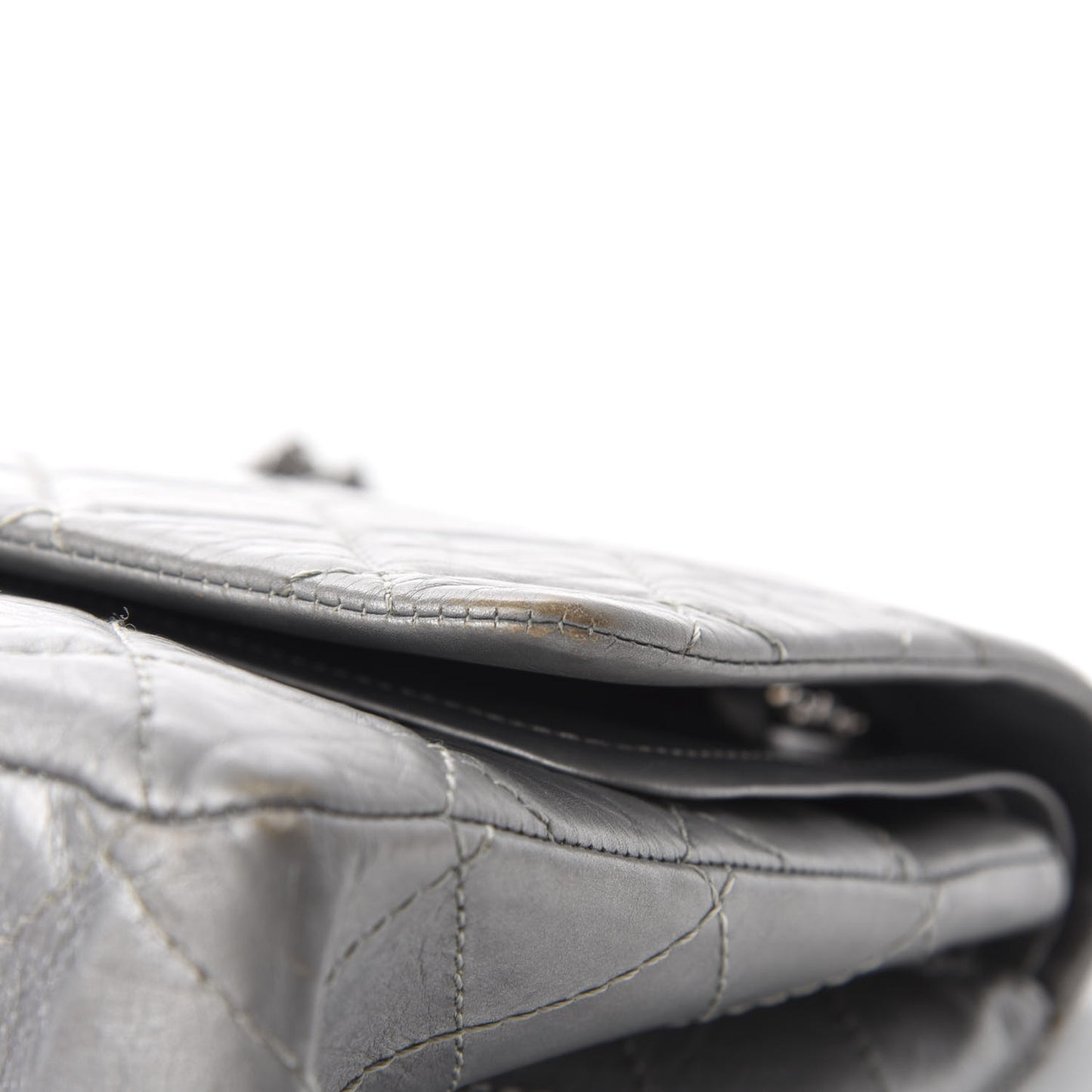 Metallic Aged Calfskin Quilted 2.55 Reissue 227 Flap Argent Fonce
