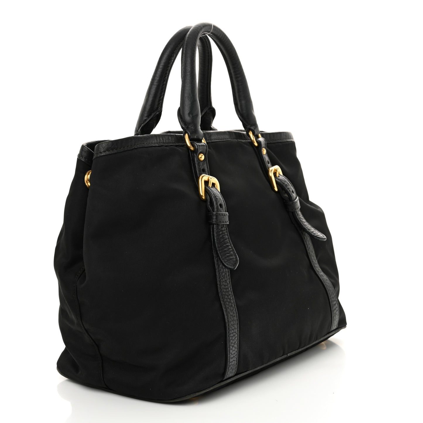 Tessuto Nylon Vitello Daino Tote Black