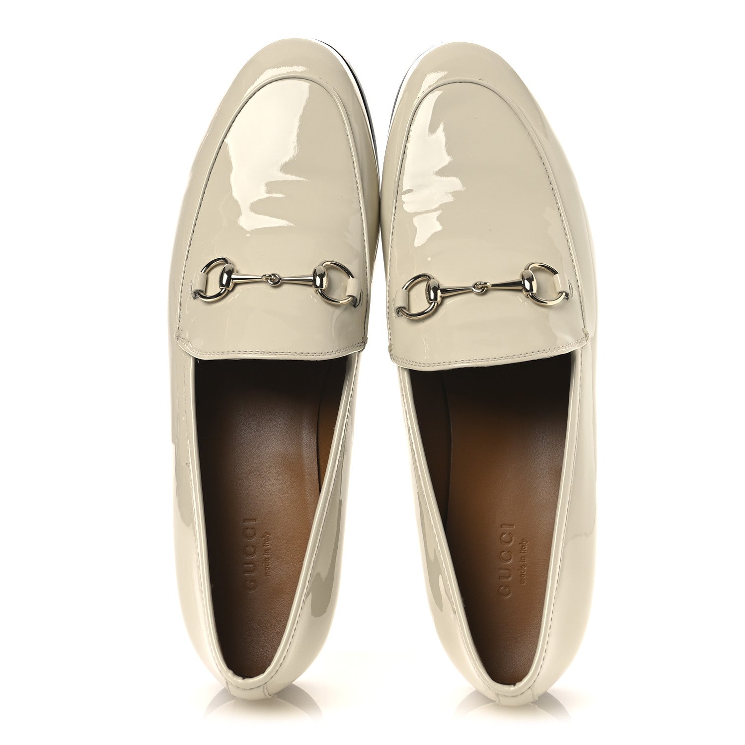 Gucci Patent Womens Jordaan Loafers 39.5 New Ivory 2 of 13