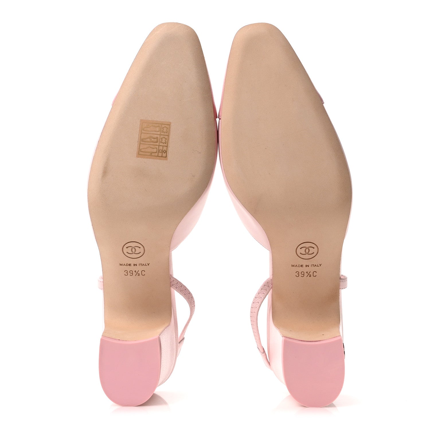 Chanel Lambskin Cap Toe CC Slingback Sandals 39.5 Pink 6 of 10