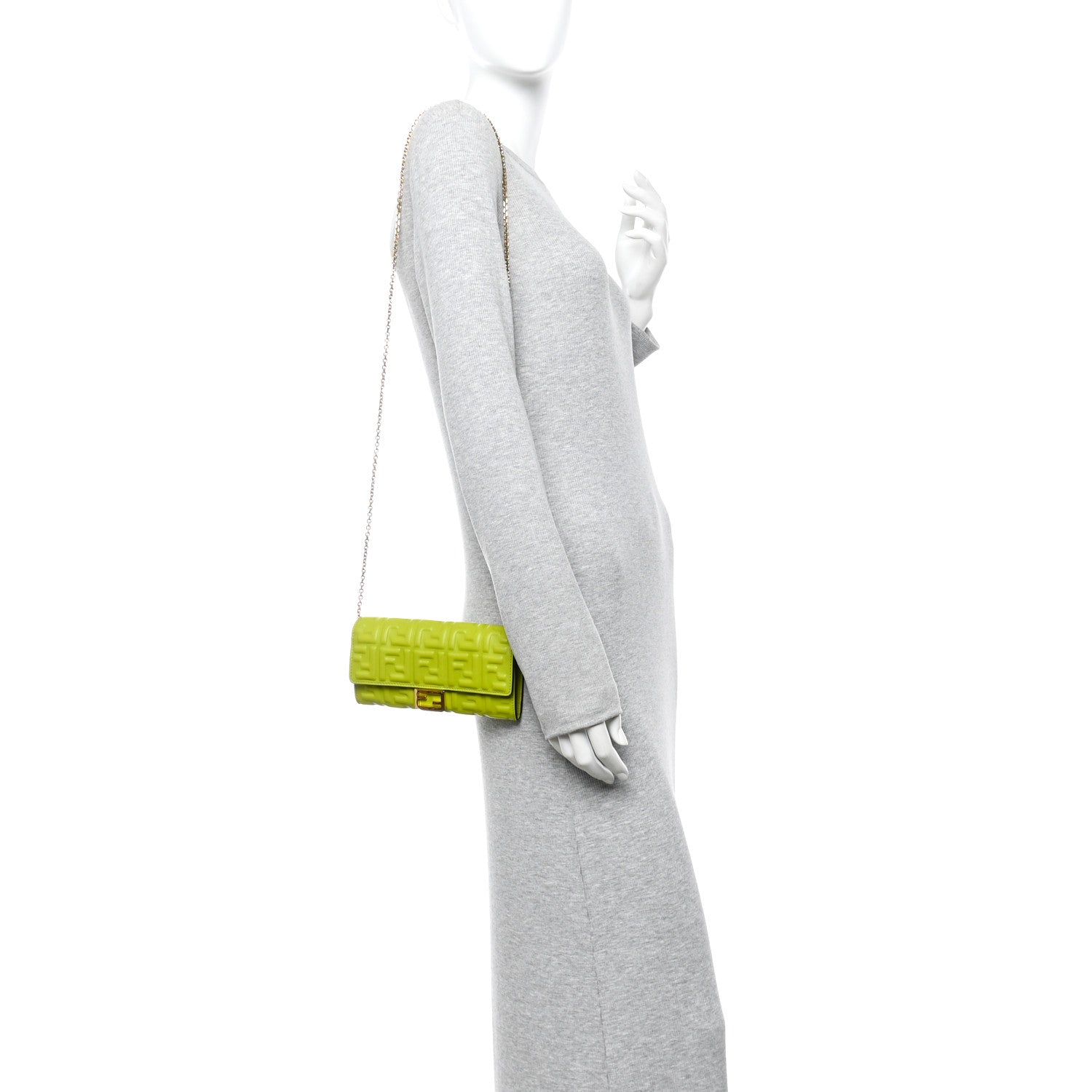 Fendi Nappa Matisse FF Embossed Continental Wallet On Chain Wasabi 2 of 11