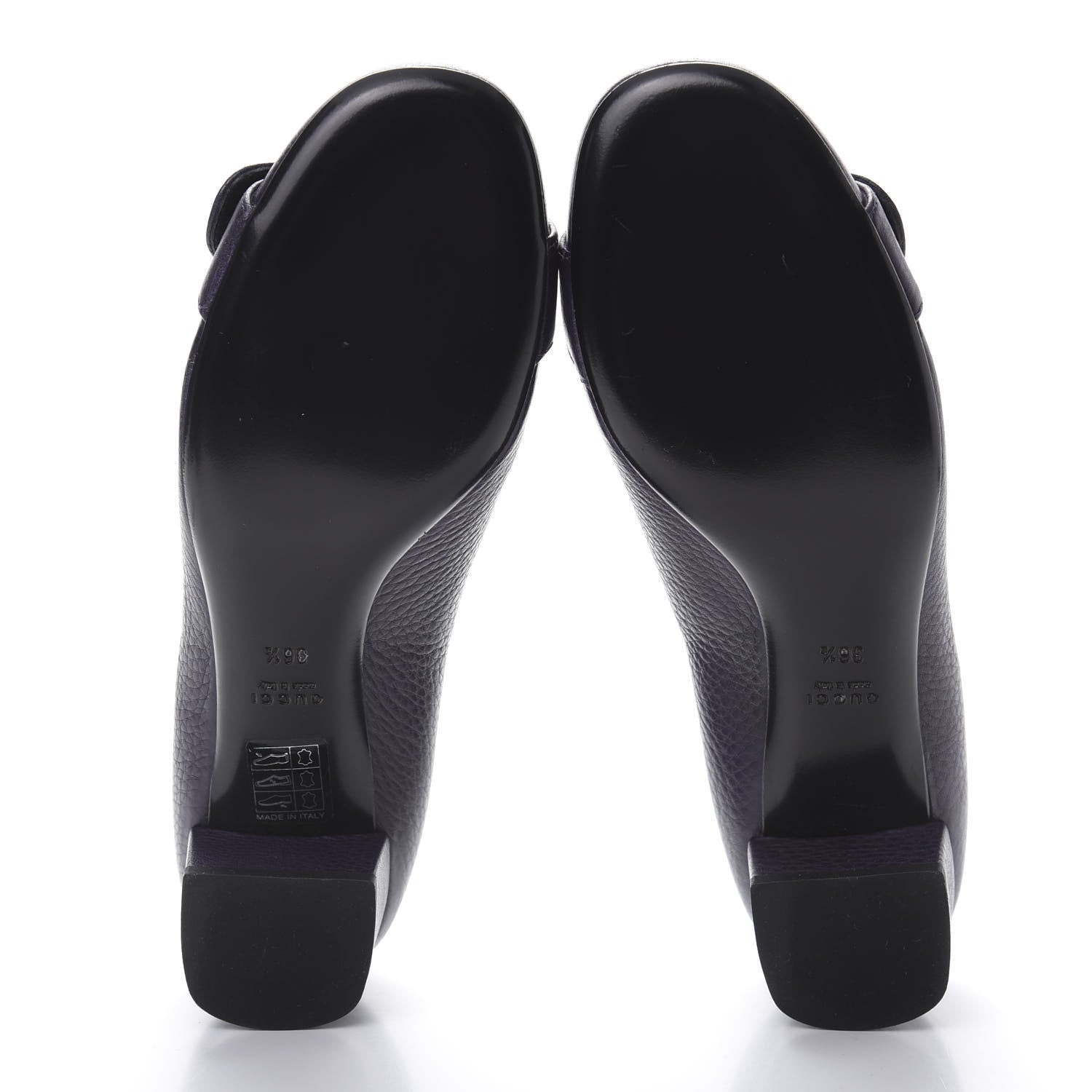 Gucci Calfskin GG Buckle Mid Heel Pumps 36.5 Deep Purple 6 of 10