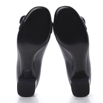 Gucci Calfskin GG Buckle Mid Heel Pumps 36.5 Deep Purple 6 of 10