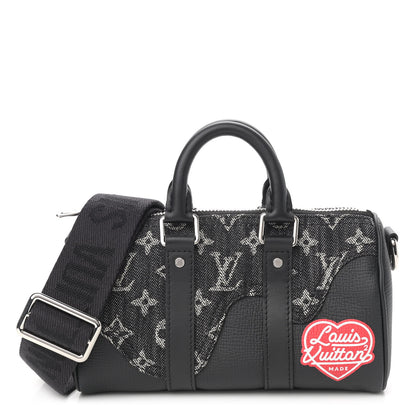 Louis Vuitton X NIGO Taurillon Monogram Denim Drip Keepall XS Black 1 of 11