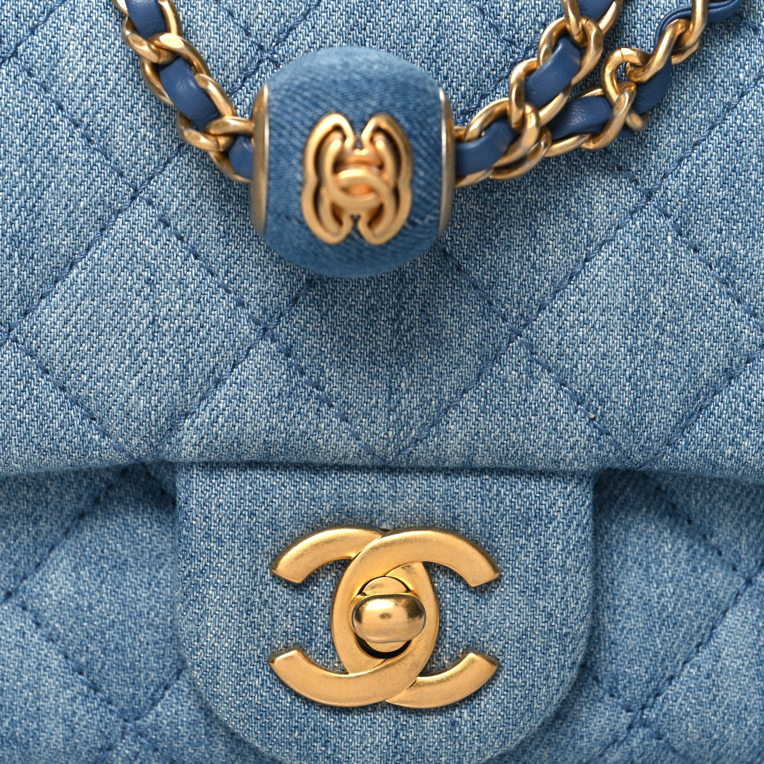 Chanel Denim Quilted Mini Pearl Crush Flap Blue 8 of 11
